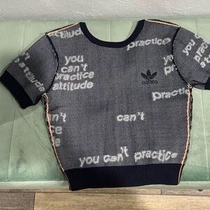 Adidas You Can’t Practice Attitude Navy & White Short-Sleeve Knit Tee